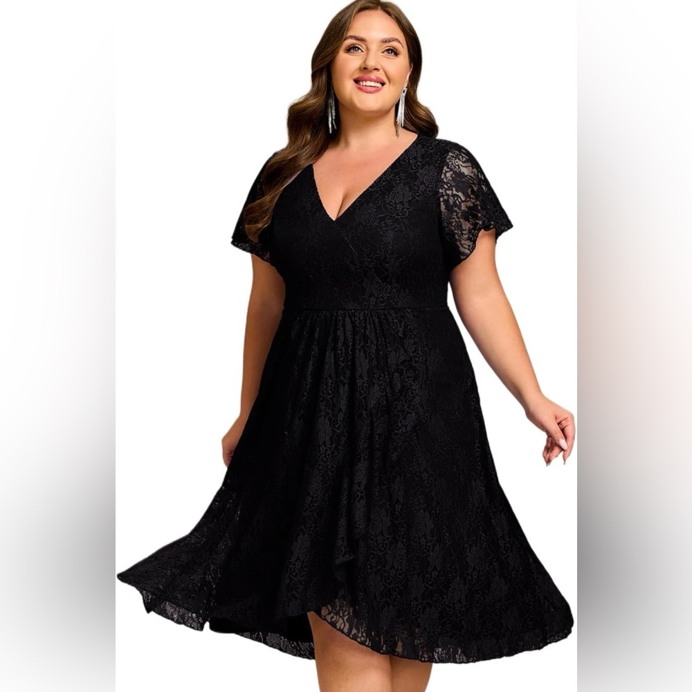 Bloomchic Black Lace Midi Dress NWT Size 22/24 Elegant Plus Size Romantic Goth